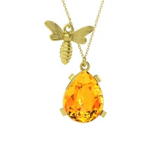 Sitrin 18 ayar altın kolye (40 cm gümüş rolo zincir)