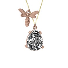 Bombus Arı Kolye - Swarovski 8 ayar rose altın kolye (40 cm altın rolo zincir) #1ikoc2e