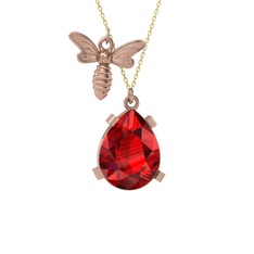 Bombus Arı Kolye - Garnet 925 ayar rose altın kaplama gümüş kolye (40 cm altın rolo zincir) #4fmkhm