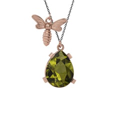 Peridot 925 ayar rose altın kaplama gümüş kolye (40 cm gümüş rolo zincir)