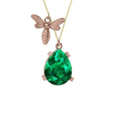 Yeşil kuvars 18 ayar rose altın kolye (40 cm altın rolo zincir)