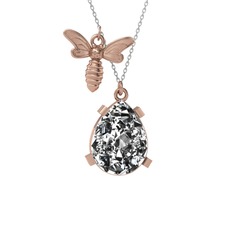 Bombus Arı Kolye - Swarovski 8 ayar rose altın kolye (40 cm beyaz altın rolo zincir) #nbni4n