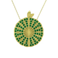 Karpuz Kolye - Yeşil kuvars 18 ayar altın kolye (40 cm gümüş rolo zincir) #1050z03