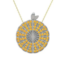 Karpuz Kolye - Sitrin 14 ayar beyaz altın kolye (40 cm altın rolo zincir) #108w9kd
