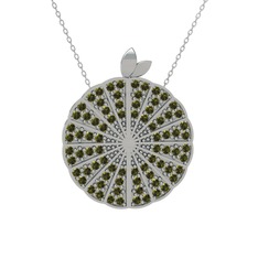 Karpuz Kolye - Peridot 18 ayar beyaz altın kolye (40 cm beyaz altın rolo zincir) #12kdi9v