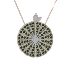 Karpuz Kolye - Peridot 14 ayar beyaz altın kolye (40 cm rose altın rolo zincir) #14vkf1u
