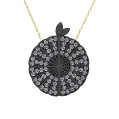 Karpuz Kolye - Swarovski 925 ayar siyah rodyum kaplama gümüş kolye (40 cm altın rolo zincir) #160031i