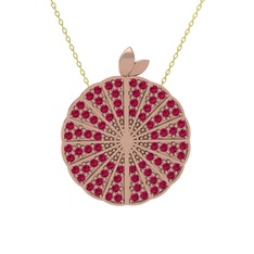 Karpuz Kolye - Rodolit garnet 18 ayar rose altın kolye (40 cm altın rolo zincir) #167sx75
