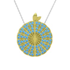 Karpuz Kolye - Akuamarin 14 ayar altın kolye (40 cm gümüş rolo zincir) #18c6erx