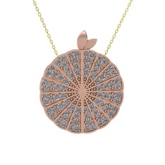 Pırlanta 925 ayar rose altın kaplama gümüş kolye (1.2 karat, 40 cm altın rolo zincir)