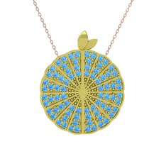 Karpuz Kolye - Akuamarin 18 ayar altın kolye (40 cm rose altın rolo zincir) #1dn6fin