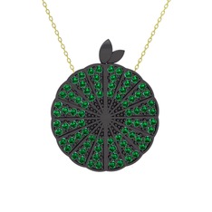 Karpuz Kolye - Yeşil kuvars 925 ayar siyah rodyum kaplama gümüş kolye (40 cm altın rolo zincir) #1ek720z