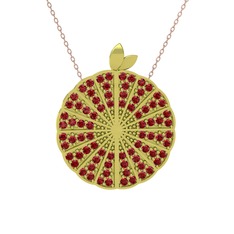 Garnet 14 ayar altın kolye (40 cm gümüş rolo zincir)