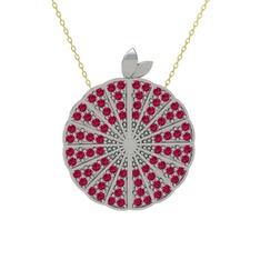 Karpuz Kolye - Rodolit garnet 8 ayar beyaz altın kolye (40 cm altın rolo zincir) #1jk1og