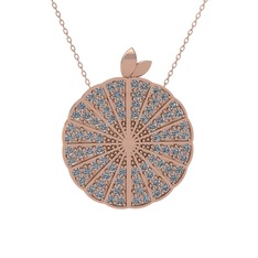 Karpuz Kolye - Beyaz zirkon 925 ayar rose altın kaplama gümüş kolye (40 cm rose altın rolo zincir) #1jn29n5