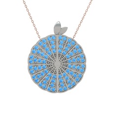 Karpuz Kolye - Akuamarin 925 ayar gümüş kolye (40 cm rose altın rolo zincir) #1k50uk2