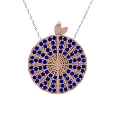 Lab safir 18 ayar rose altın kolye (40 cm beyaz altın rolo zincir)