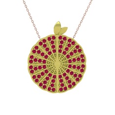 Rodolit garnet 925 ayar altın kaplama gümüş kolye (40 cm rose altın rolo zincir)