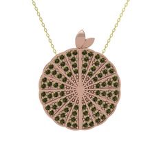 Karpuz Kolye - Peridot 14 ayar rose altın kolye (40 cm altın rolo zincir) #1ql8w2w