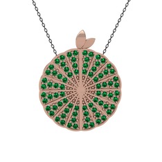 Yeşil kuvars 8 ayar rose altın kolye (40 cm gümüş rolo zincir)