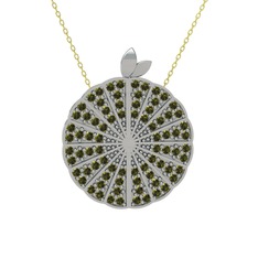 Peridot 8 ayar beyaz altın kolye (40 cm altın rolo zincir)