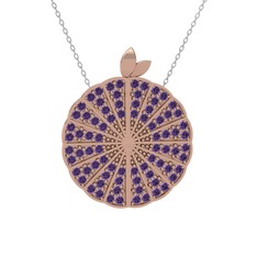 Ametist 14 ayar rose altın kolye (40 cm beyaz altın rolo zincir)