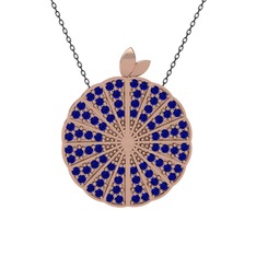 Karpuz Kolye - Lab safir 18 ayar rose altın kolye (40 cm gümüş rolo zincir) #1xurqnb