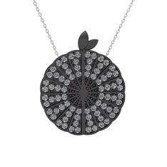 Karpuz Kolye - Swarovski 925 ayar siyah rodyum kaplama gümüş kolye (40 cm beyaz altın rolo zincir) #3z9fq4
