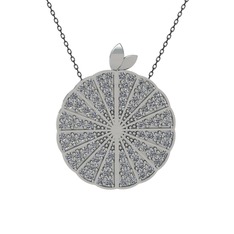 Karpuz Kolye - Swarovski 18 ayar beyaz altın kolye (40 cm gümüş rolo zincir) #40lk2m