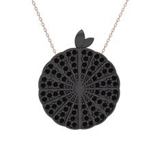 Karpuz Kolye - Siyah zirkon 925 ayar siyah rodyum kaplama gümüş kolye (40 cm gümüş rolo zincir) #4jxs2y