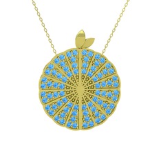 Akuamarin 8 ayar altın kolye (40 cm altın rolo zincir)