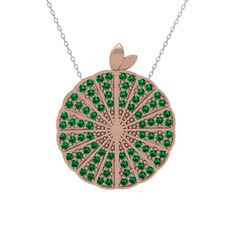 Yeşil kuvars 18 ayar rose altın kolye (40 cm gümüş rolo zincir)