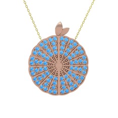 Akuamarin 14 ayar rose altın kolye (40 cm altın rolo zincir)