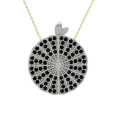 Karpuz Kolye - Siyah zirkon 8 ayar beyaz altın kolye (40 cm altın rolo zincir) #g6c0ix