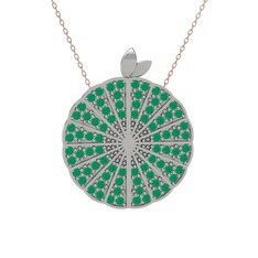 Karpuz Kolye - Kök zümrüt 925 ayar gümüş kolye (40 cm rose altın rolo zincir) #g7384d
