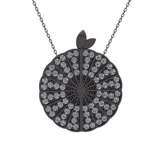 Karpuz Kolye - Swarovski 925 ayar siyah rodyum kaplama gümüş kolye (40 cm gümüş rolo zincir) #gc1iyt