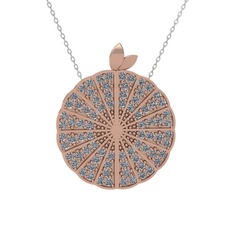 Pırlanta 14 ayar rose altın kolye (1.2 karat, 40 cm beyaz altın rolo zincir)
