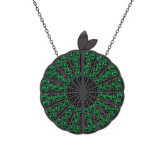 Karpuz Kolye - Yeşil kuvars 925 ayar siyah rodyum kaplama gümüş kolye (40 cm gümüş rolo zincir) #lmw4ki