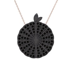 Karpuz Kolye - Siyah zirkon 925 ayar siyah rodyum kaplama gümüş kolye (40 cm rose altın rolo zincir) #m9ffxl