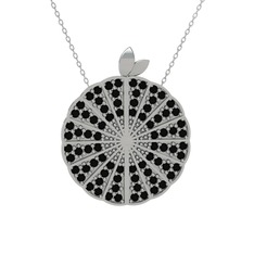 Karpuz Kolye - Siyah zirkon 925 ayar gümüş kolye (40 cm gümüş rolo zincir) #m9i4e