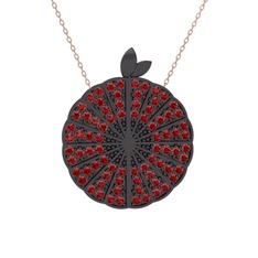 Karpuz Kolye - Garnet 925 ayar siyah rodyum kaplama gümüş kolye (40 cm rose altın rolo zincir) #mmmxro