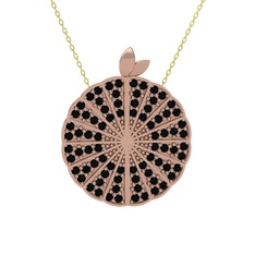 Siyah zirkon 14 ayar rose altın kolye (40 cm altın rolo zincir)