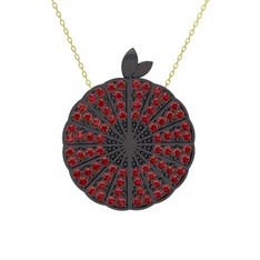 Karpuz Kolye - Garnet 925 ayar siyah rodyum kaplama gümüş kolye (40 cm altın rolo zincir) #unnkuf