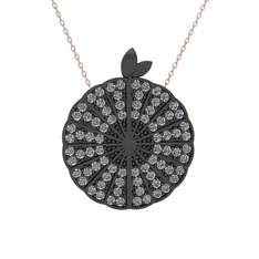 Karpuz Kolye - Swarovski 925 ayar siyah rodyum kaplama gümüş kolye (40 cm rose altın rolo zincir) #xns2fe