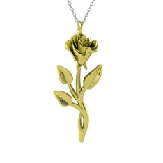 Rosa Gül Kolye - 14 ayar altın kolye (40 cm gümüş rolo zincir) #2gxi1b