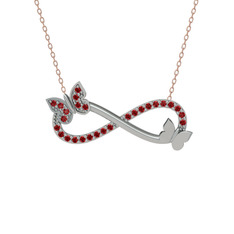 Kelebek Sonsuzluk Kolye - Garnet 925 ayar gümüş kolye (40 cm rose altın rolo zincir) #12jzfs6