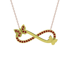 Kelebek Sonsuzluk Kolye - Garnet 8 ayar altın kolye (40 cm rose altın rolo zincir) #141m5gd