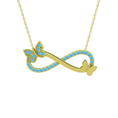 Kelebek Sonsuzluk Kolye - Akuamarin 925 ayar altın kaplama gümüş kolye (40 cm altın rolo zincir) #192zcsp