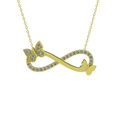 Kelebek Sonsuzluk Kolye - Swarovski 8 ayar altın kolye (40 cm altın rolo zincir) #1a6qxkd