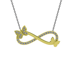 Kelebek Sonsuzluk Kolye - Swarovski 18 ayar altın kolye (40 cm gümüş rolo zincir) #1aeu2ld